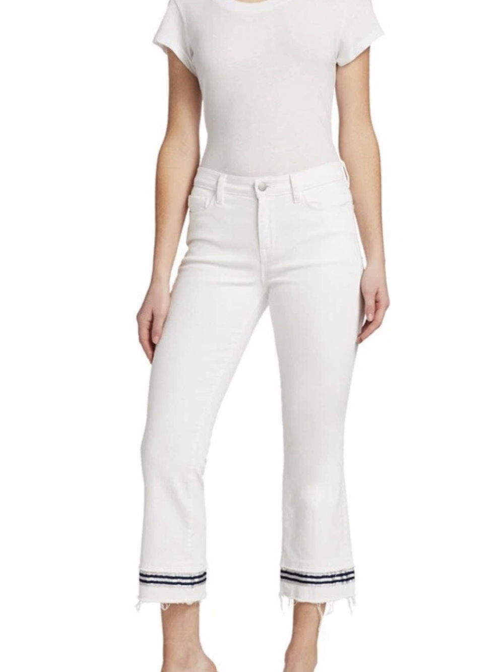 L’Agence White Cropped Fringe-Hem Women's Jeans